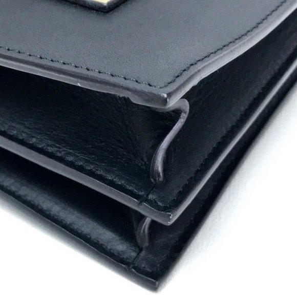 CELINE Tricolor Leather Shoulder Bag Black/Blue/Be - Picture 4 of 9